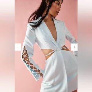 Free People Boskemper Bea Blazer Dress Blue Seafoam Green Size XS